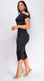 Naima Black Off Shoulder Midi Dress