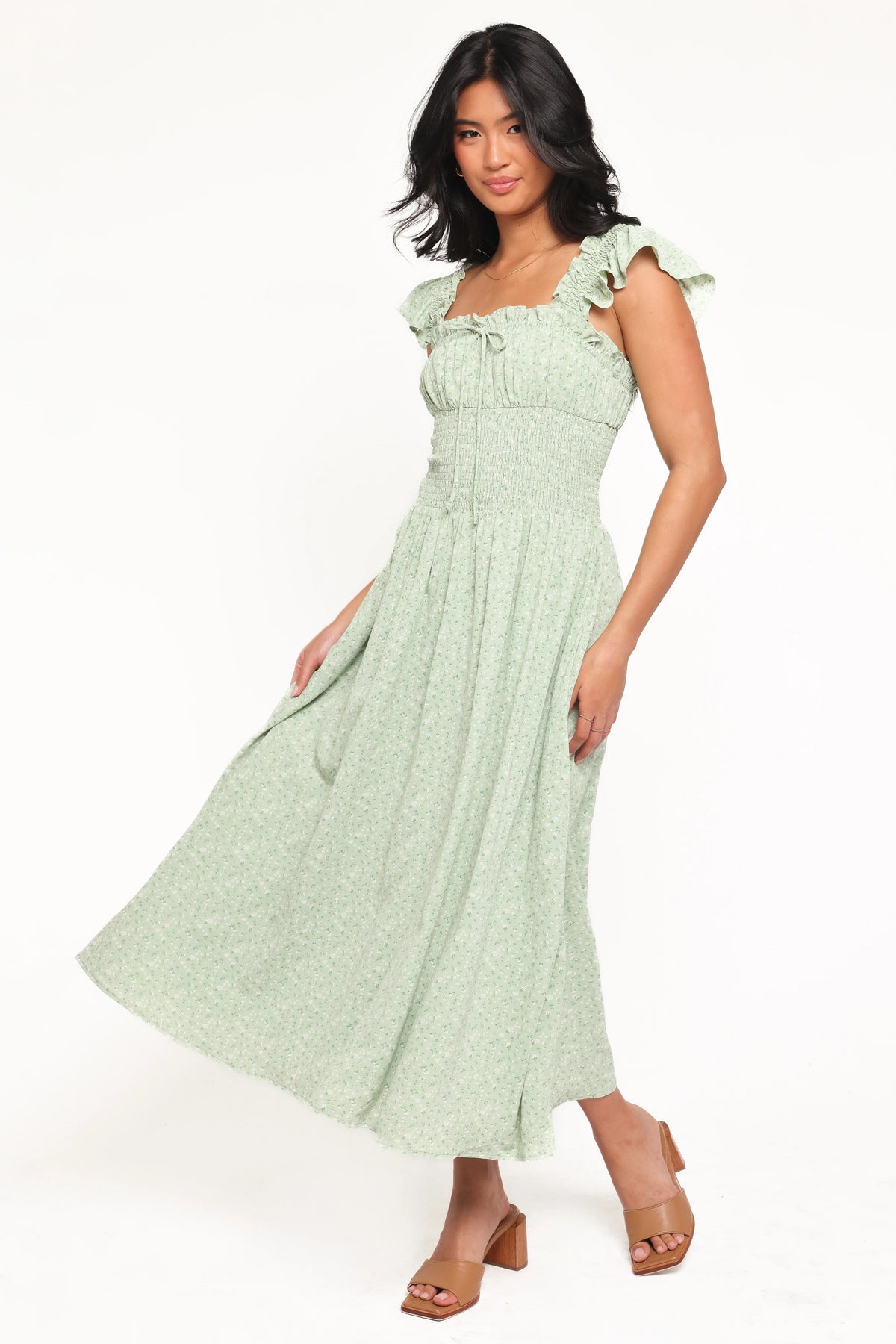 Bronte Midi Dress Green Floral