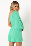 Krisa One Shoulder Romper Green