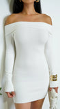 Kimia Off Shoulder Long Sleeve Mini Dress White