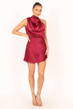 Anabelle Halter Neck Mini Dress Berry