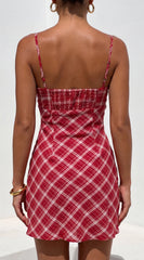 Cherry Lane Plaid Mini Dress Red
