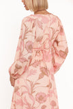 Kolby Long Sleeve Midi Dress Pink Floral
