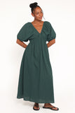 Sullivan Puff Sleeve Maxi Dress Forest Green