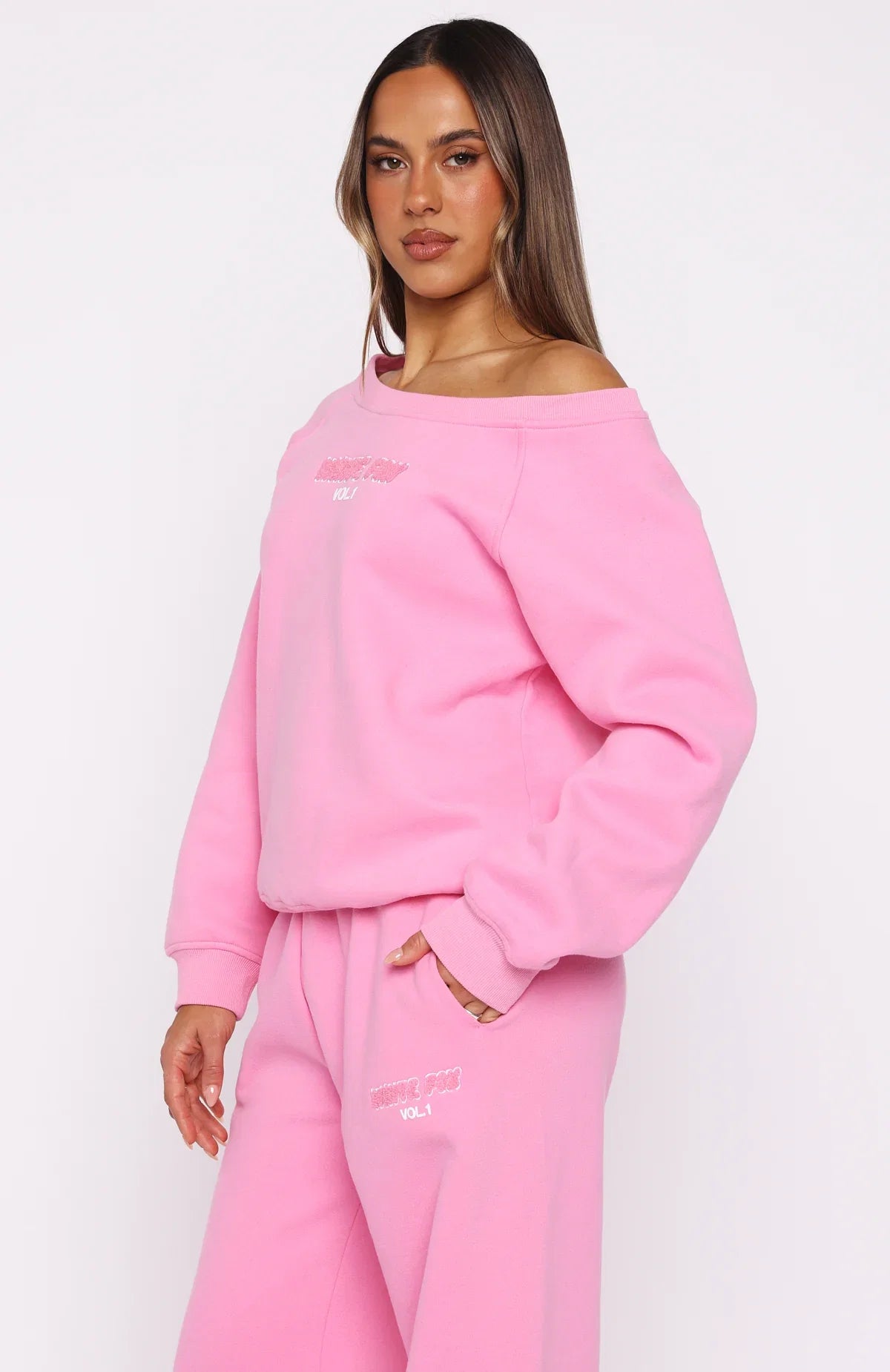 Vol 1 Off Shoulder Sweater Bubblegum