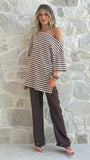 Reda Semi Sheer Pants Chocolate White Spot