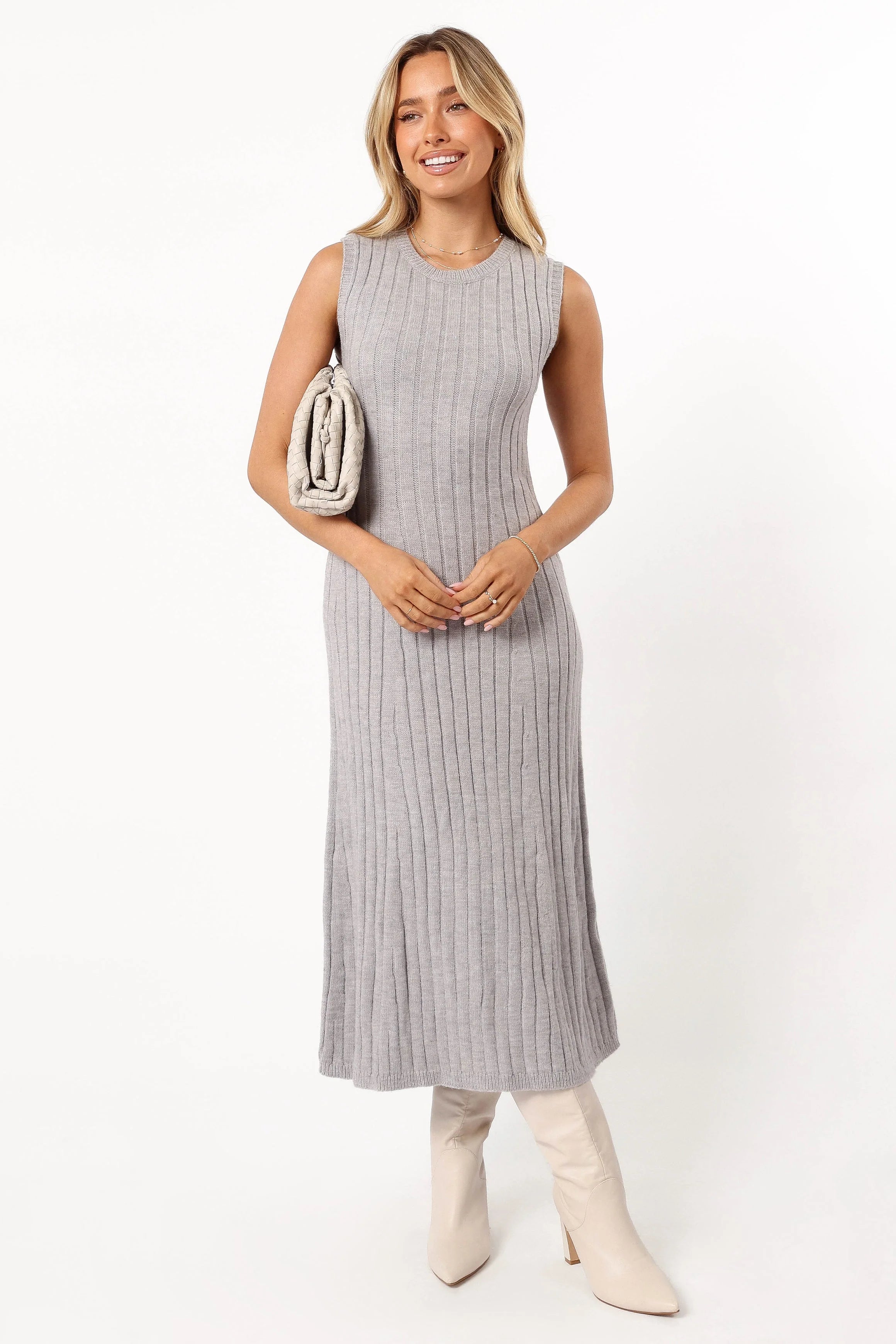 Kellie Knit Midi Dress Grey