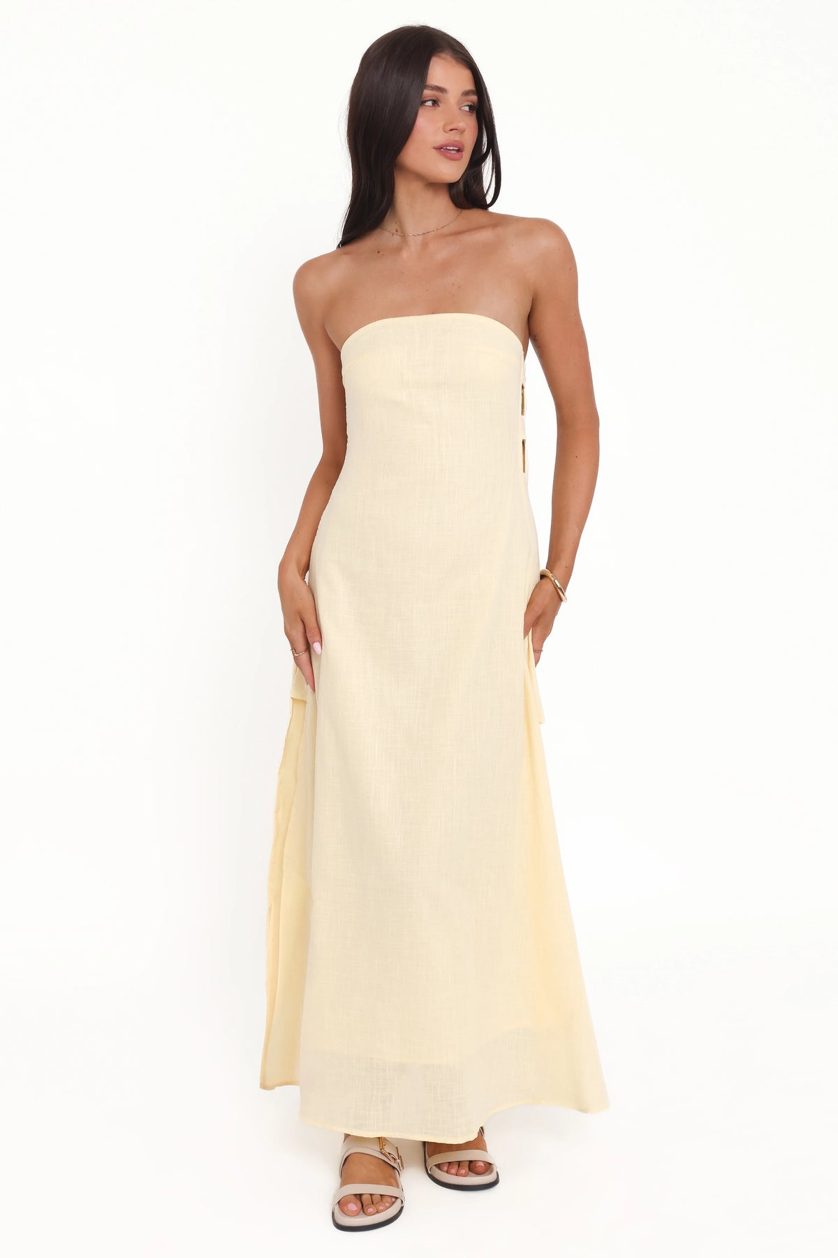 Cyrus Strapless Maxi Dress Butter Yellow