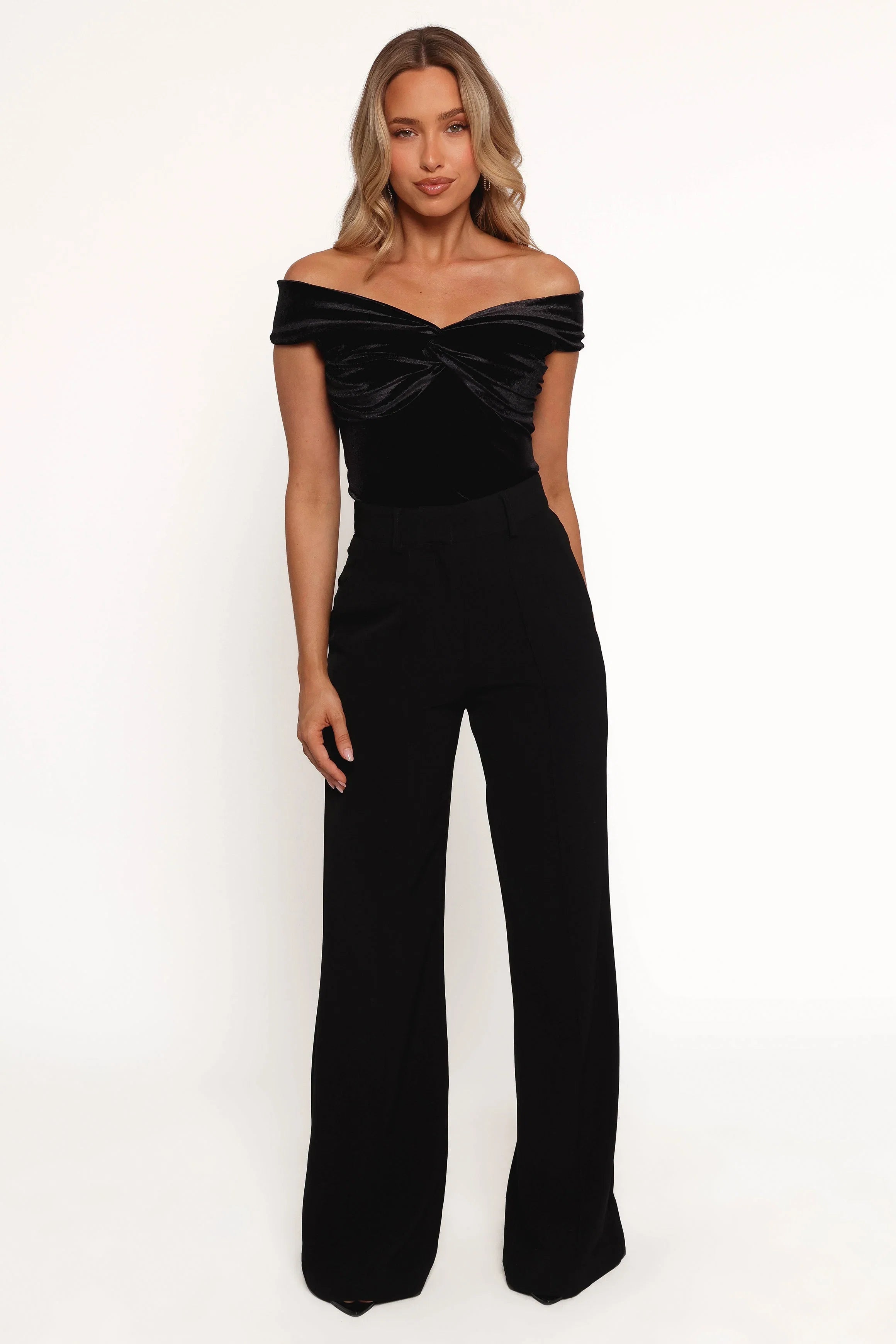 Rita Velvet Off Shoulder Top Black