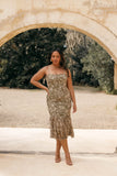 Ashton Midi Dress Olive Floral