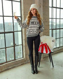 Holiday Cheers Graphic Fair Isle Mock Neck Sweater