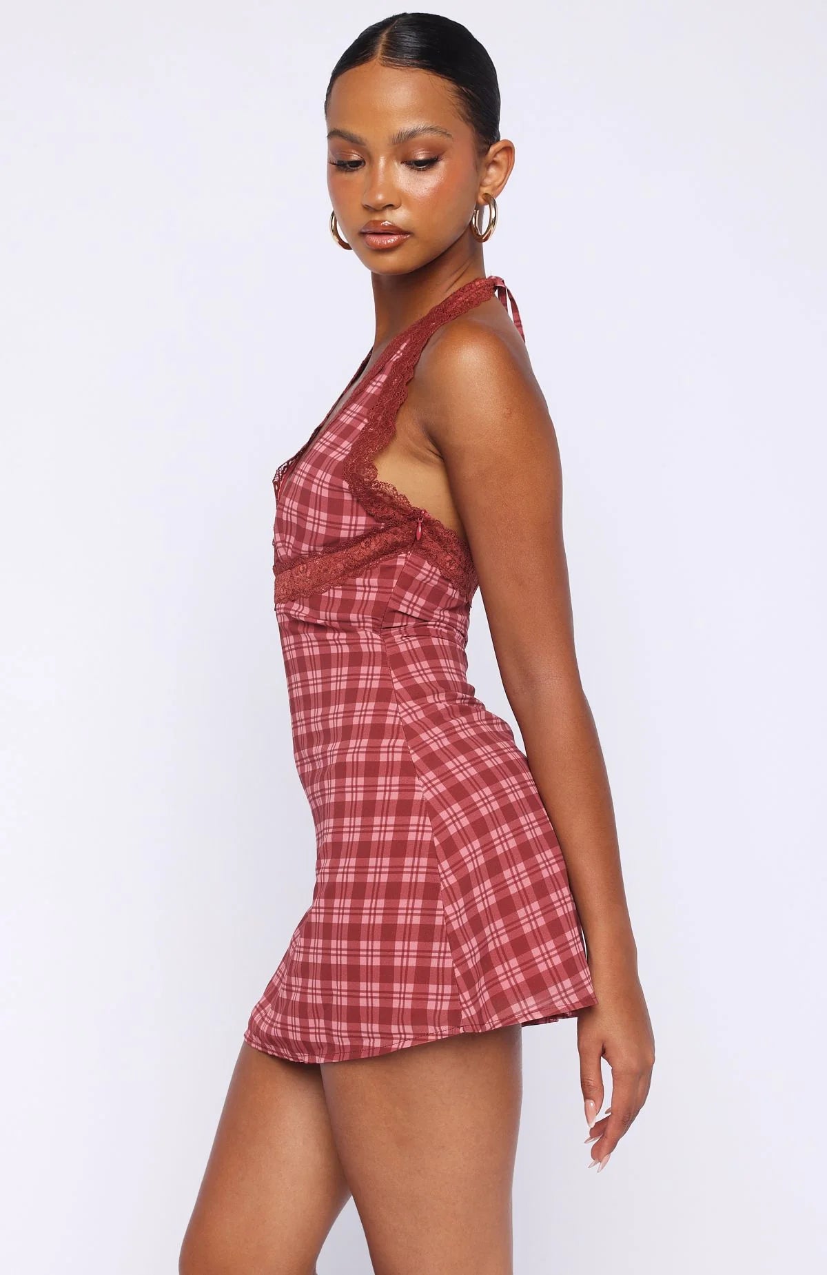 A Girls Girl Mini Dress Berry Plaid
