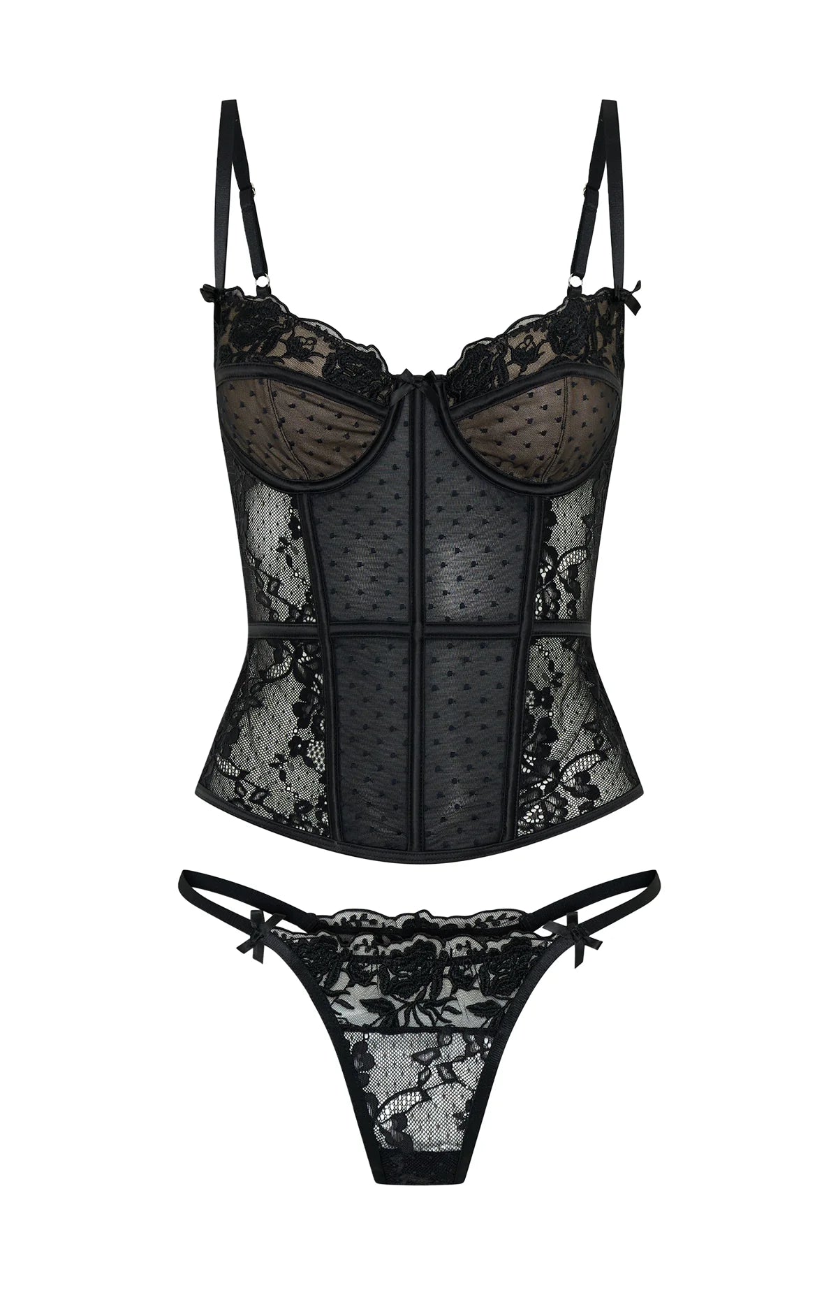 Cherished Heart Lingerie Set Black