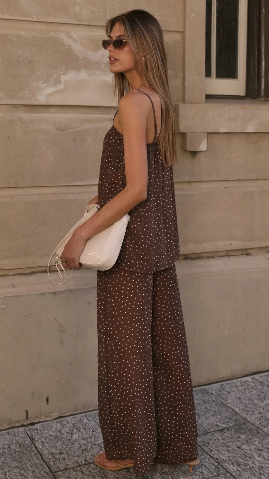 Rubi Top and Pants Set Chocolate Polka