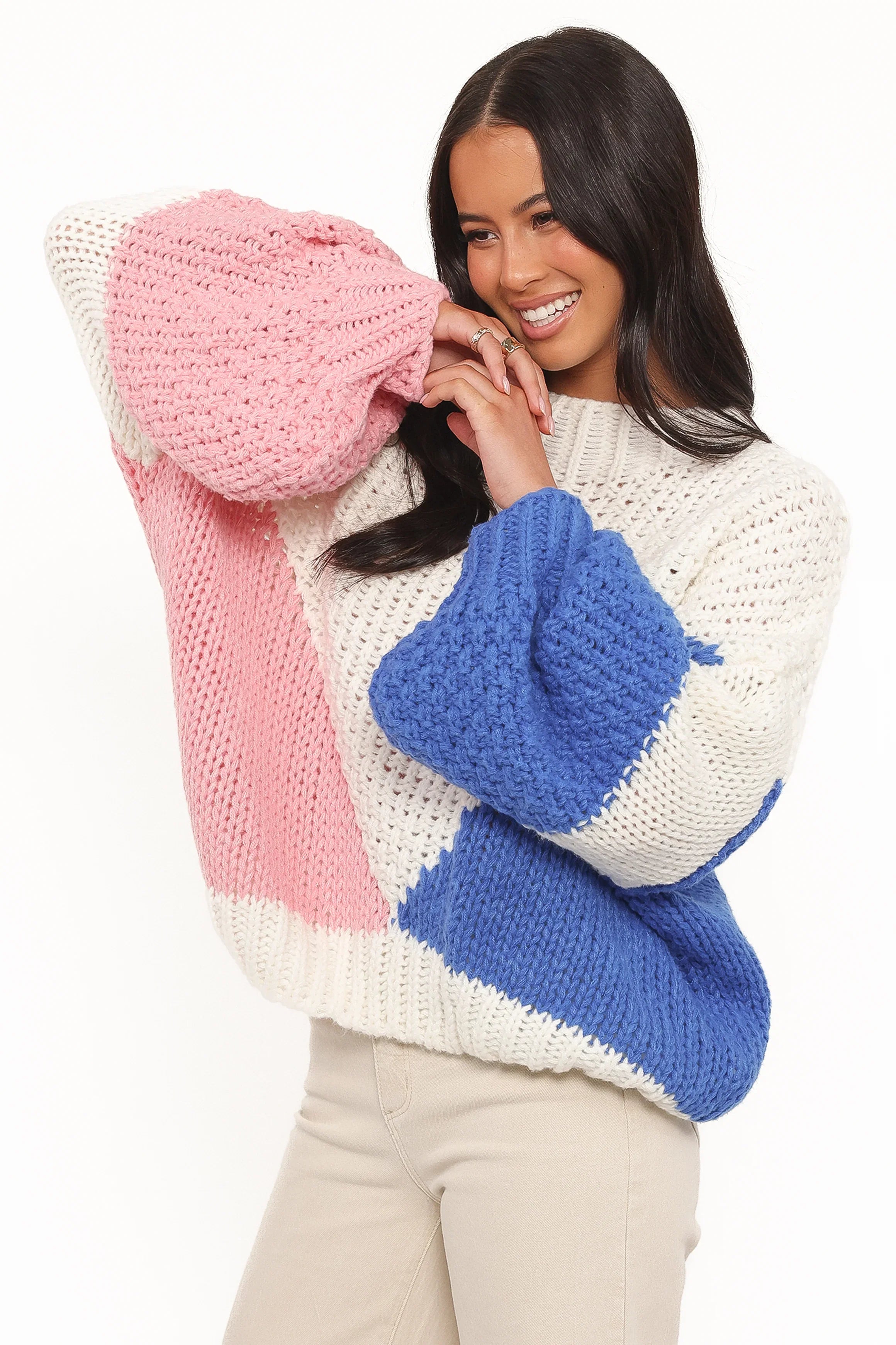 Koda Pattern Knit Sweater White Multi