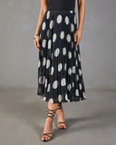 Evening Icon Pleated Polka Dot Midi Skirt
