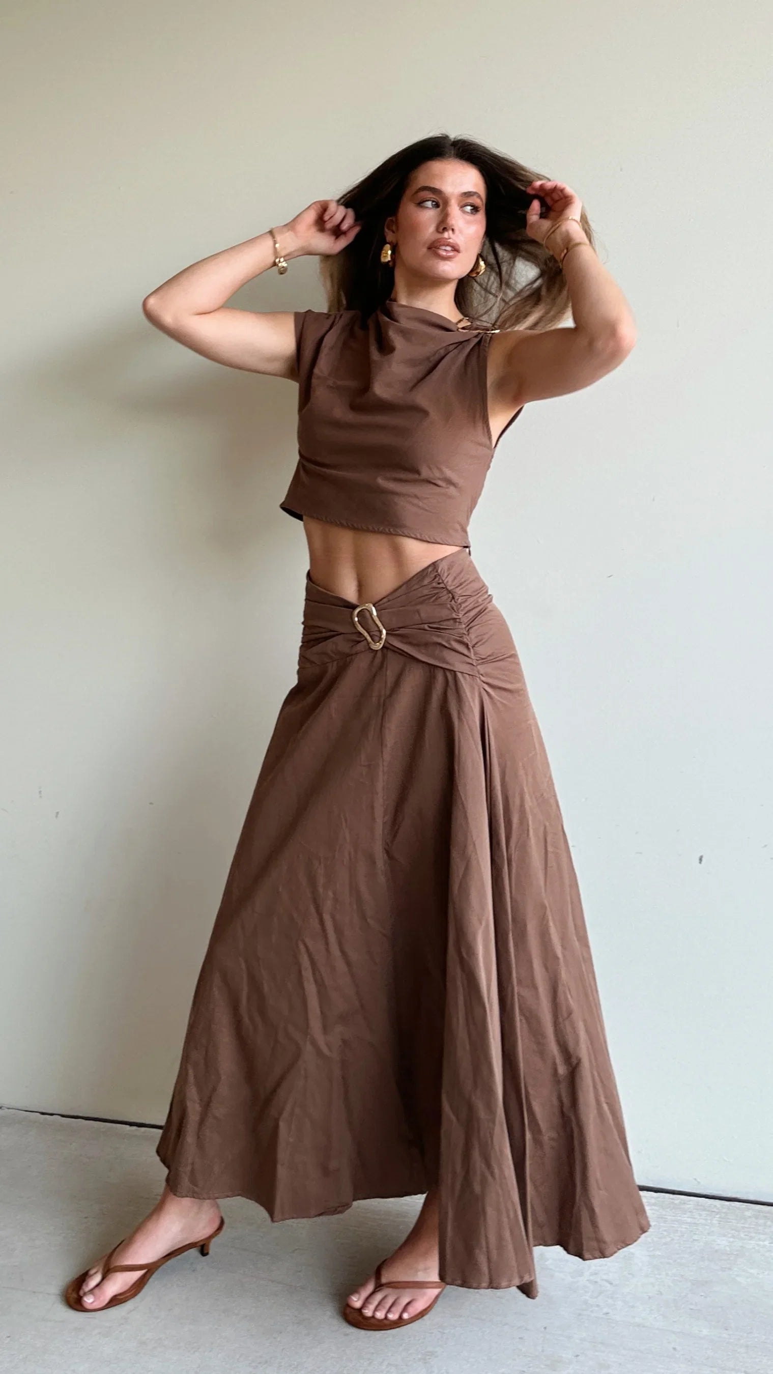 Delphine Maxi Skirt Chocolate