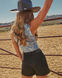 Rio Rose Denim Floral Vest Top