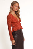 Monica Long Sleeve Top Red Roses