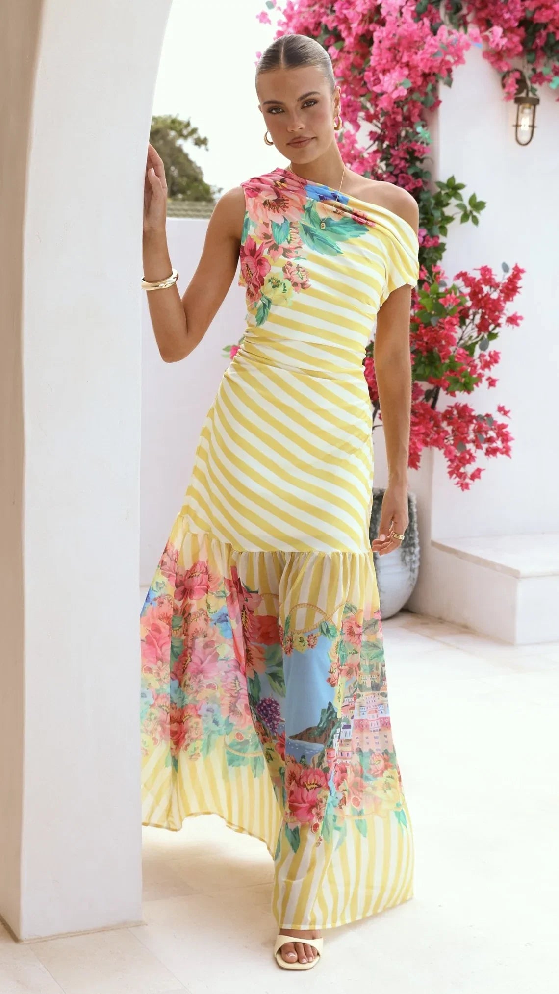 Vista Off Shoulder Maxi Dress Positano Lemon