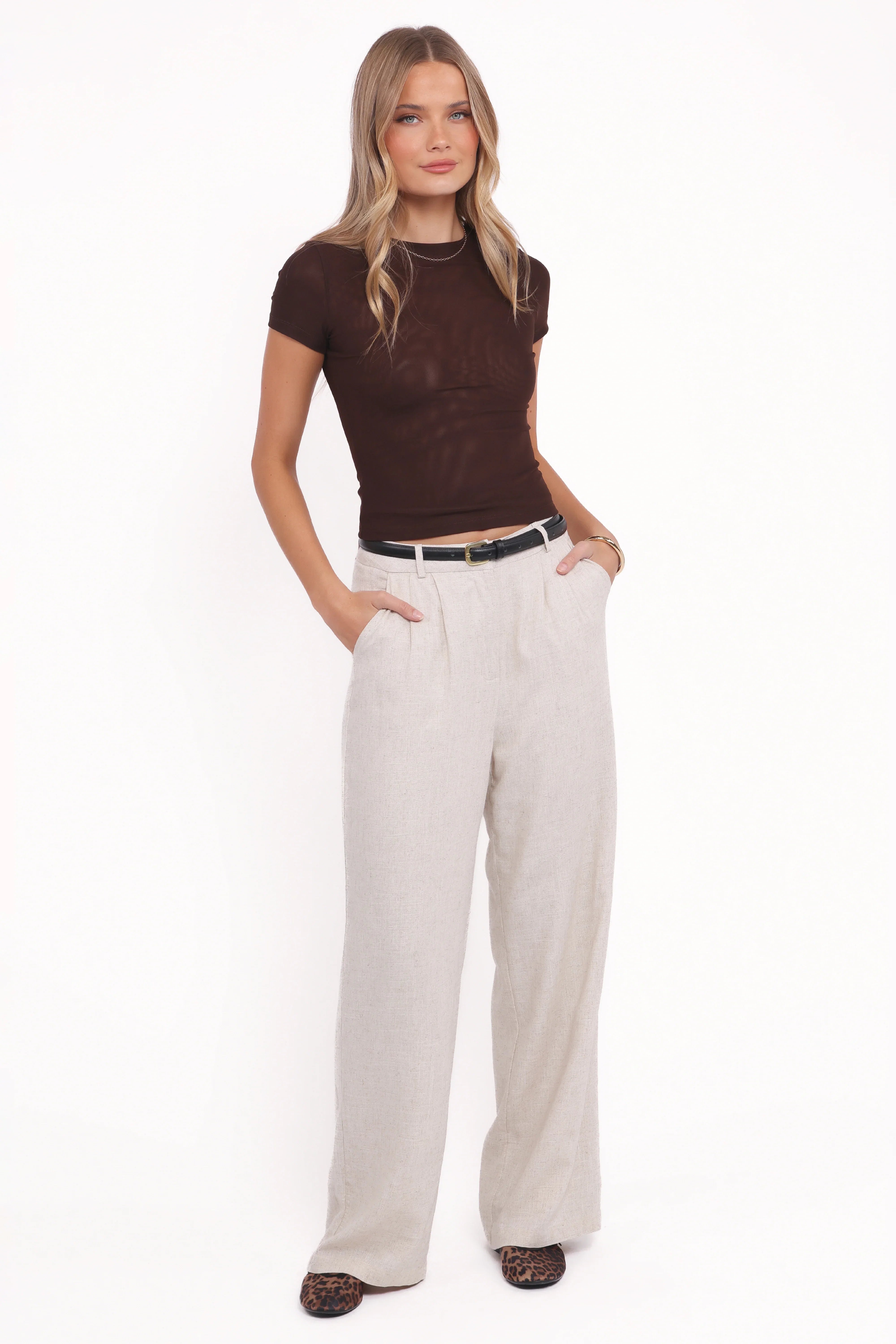 Vivian Mesh Tee Brown