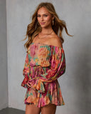 Natalei Pleated Chiffon Waist Tie Romper