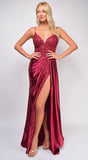 Thea Burgundy Red Sequin Lace Detail Gown
