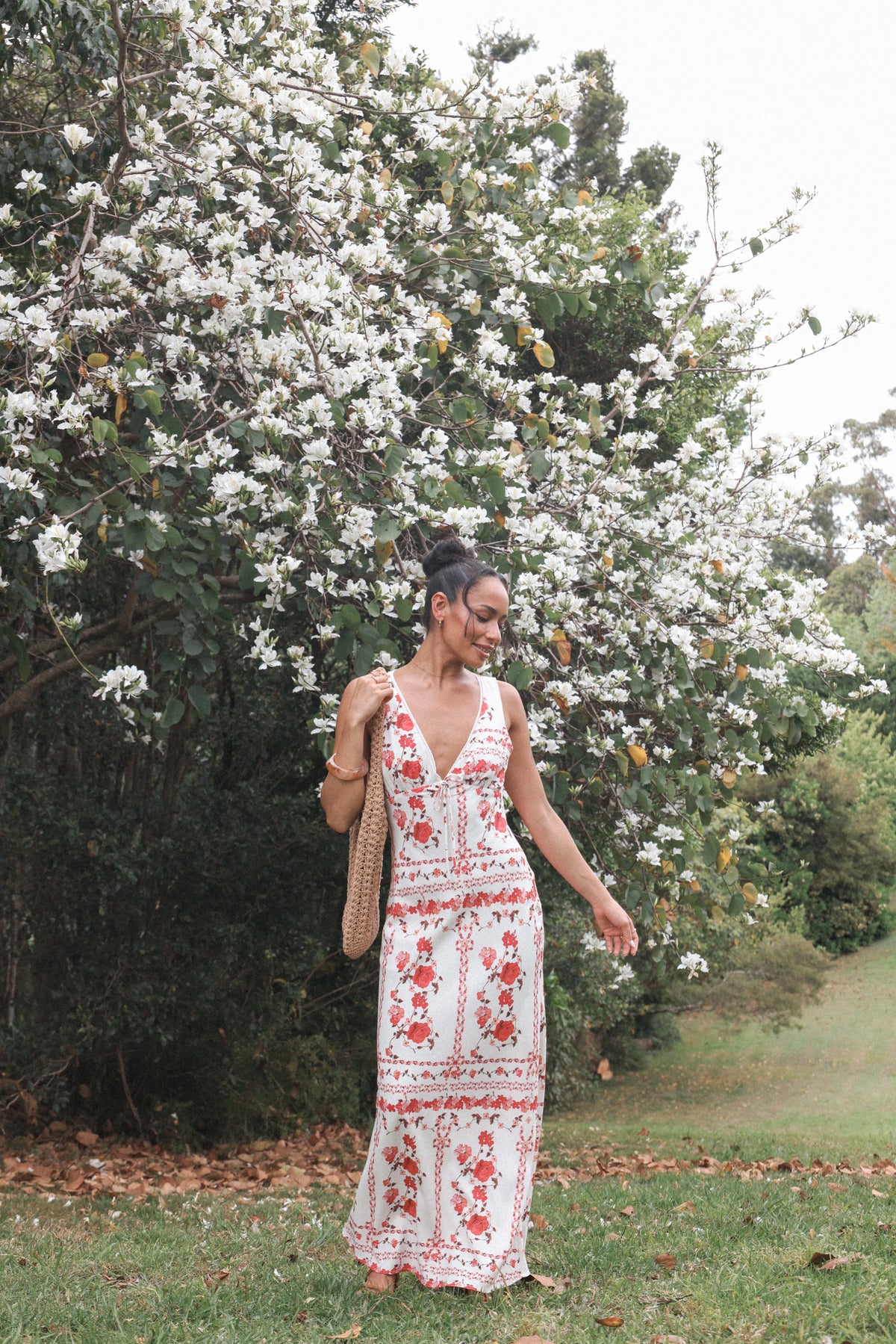 Amore Bias Cut Maxi Dress Red Rose