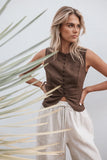 Daniella Linen Vest Chocolate Brown