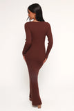 Marshall Button Through Knit Maxi Dress Chocolate