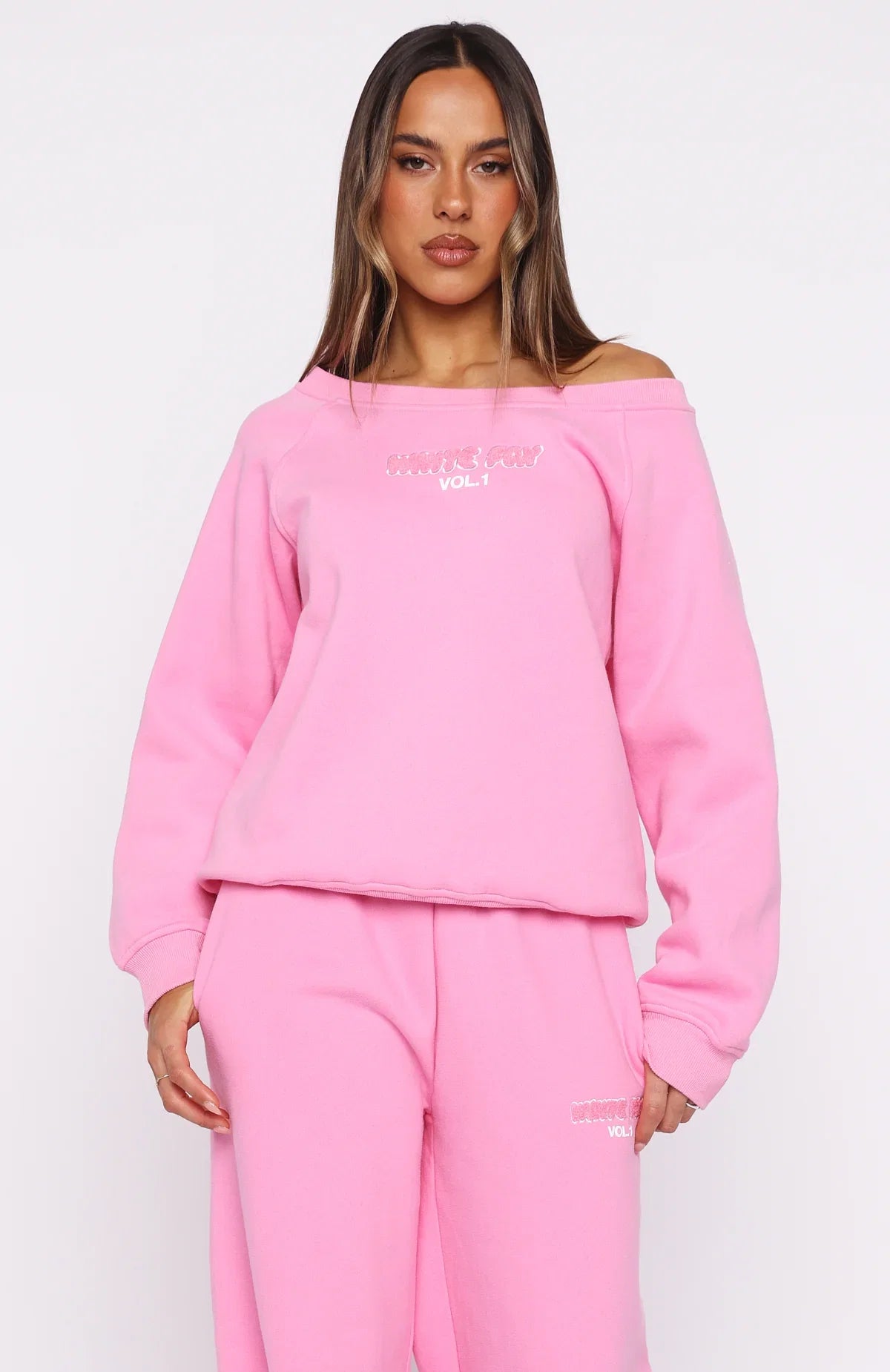 Vol 1 Off Shoulder Sweater Bubblegum