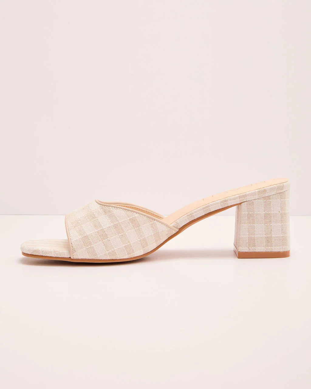 Kristie Gingham Print Heeled Mule