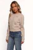 Wynne All Over Flower Knit Sweater Light Taupe