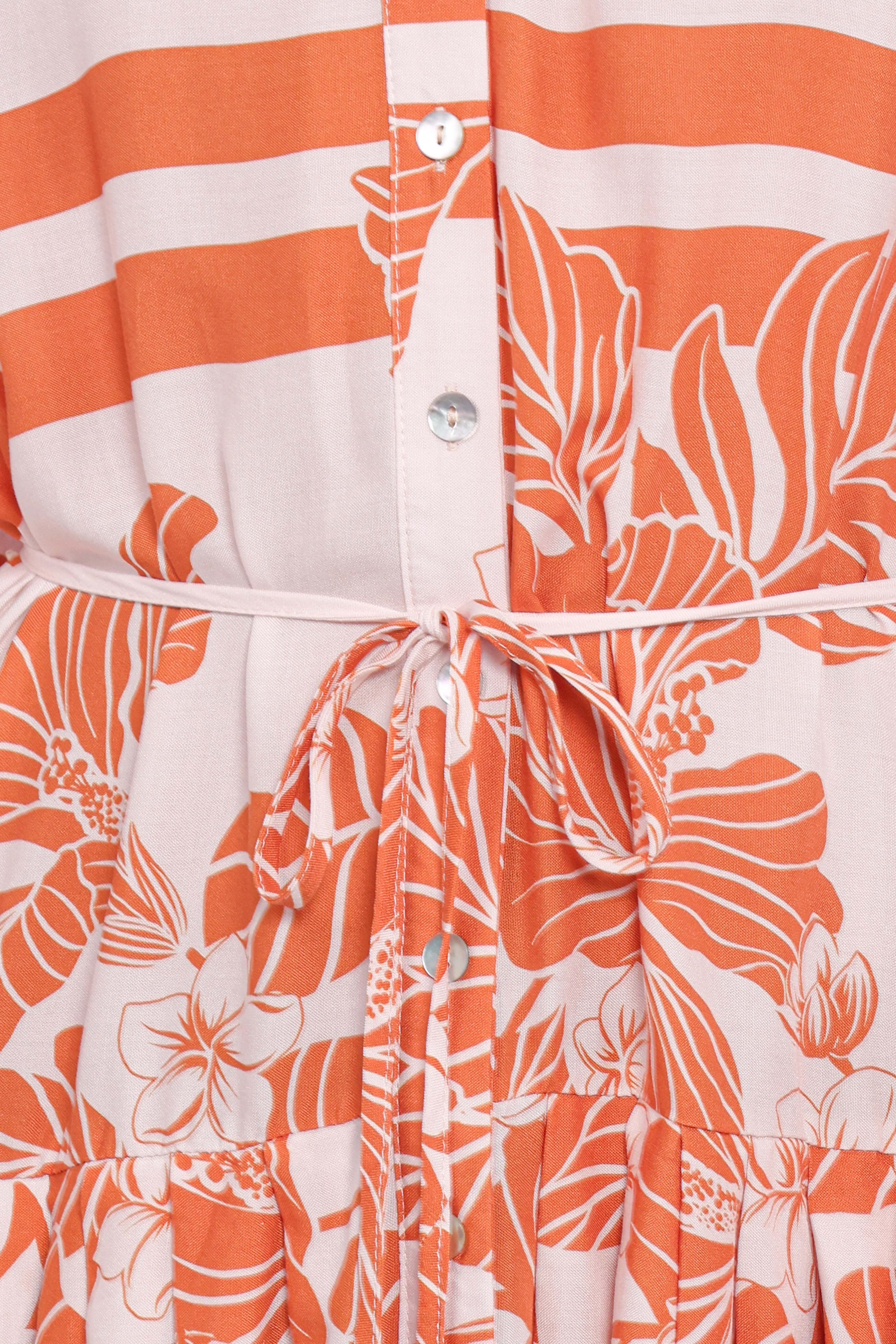 Jules Long Sleeve Dress White Orange