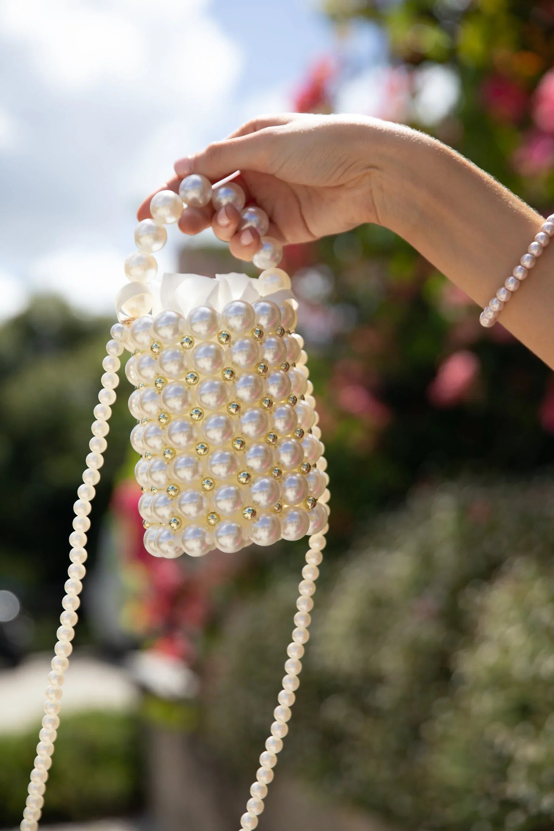 Eleanor Beaded Bag Pearl