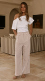Tasmine Pants White Mauve Stripe