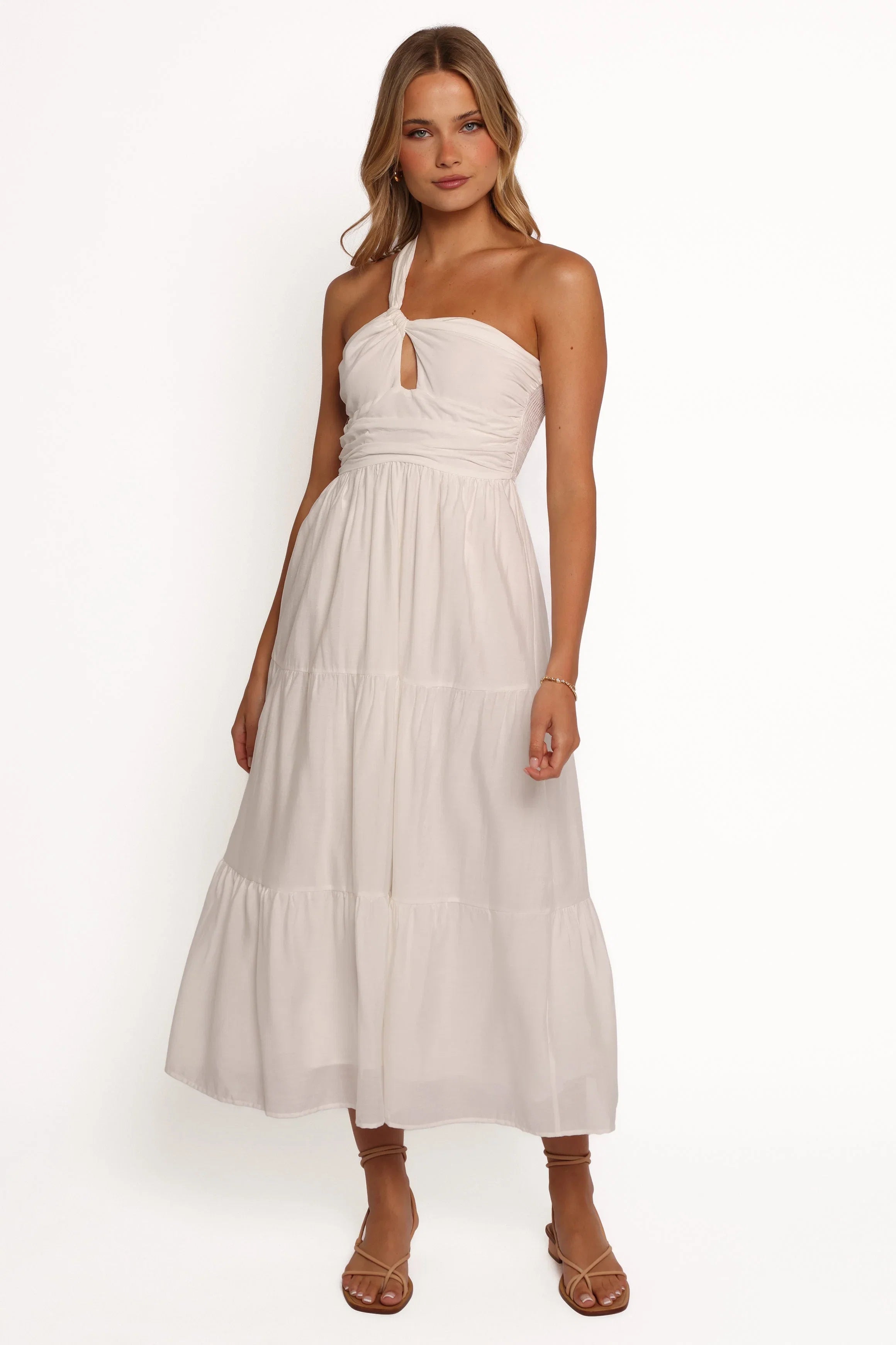 Vinny One Shoulder Maxi Dress White