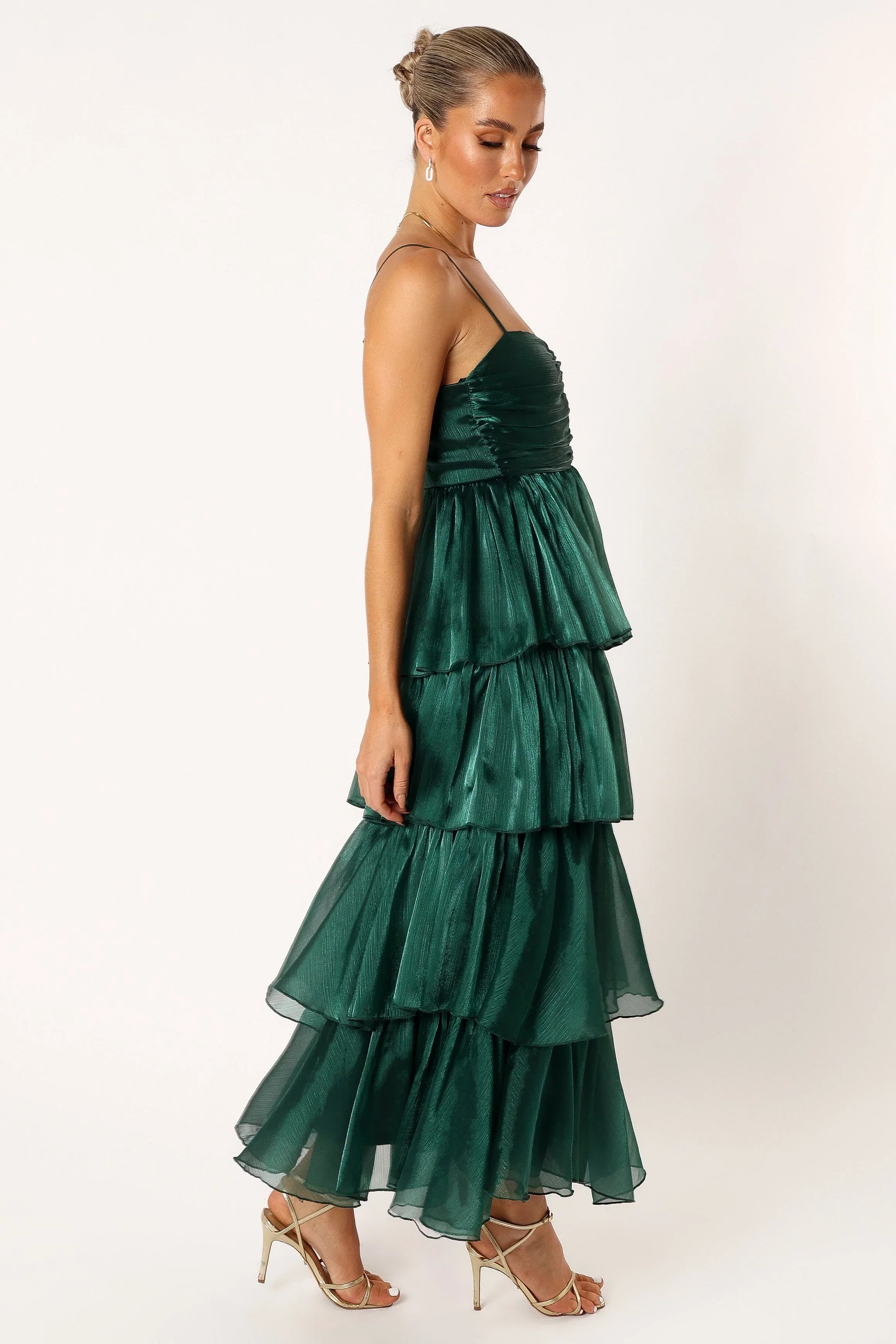 Jace Tiered Maxi Dress Shimmer Emerald