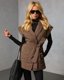 Toasted Oat Puffer Waist Tie Vest