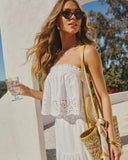 Santorini Breeze Strapless Eyelet Crop Top