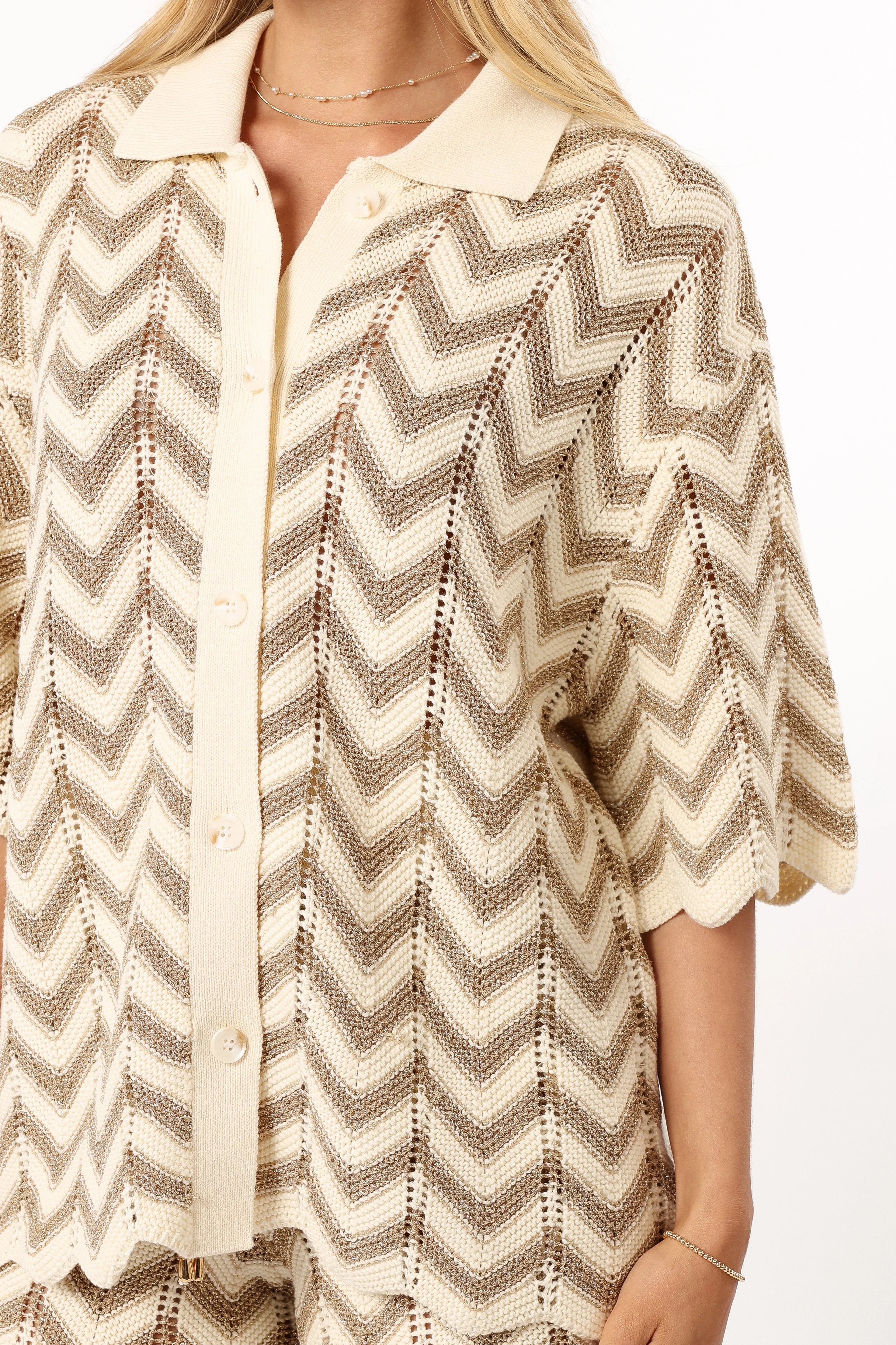 Cherie Knit Shirt Gold White