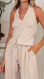 Rebekka Halter Neck Top Beige