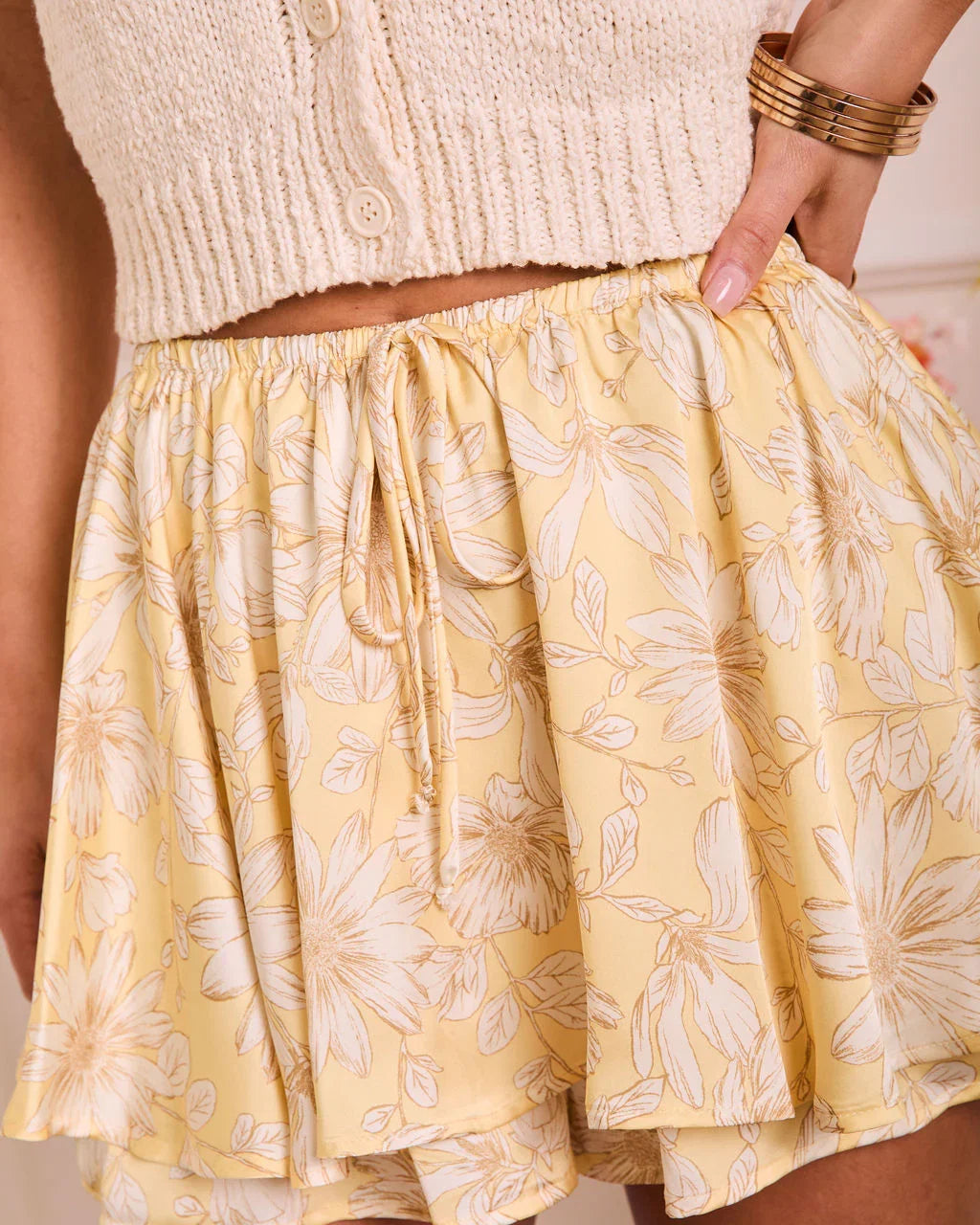 Petal Perfect Floral Satin Mini Skort