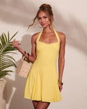 Summer Shine Halter Neck Linen Blend Mini Dress