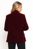 Zpya Single Button Velvet Blazer Berry