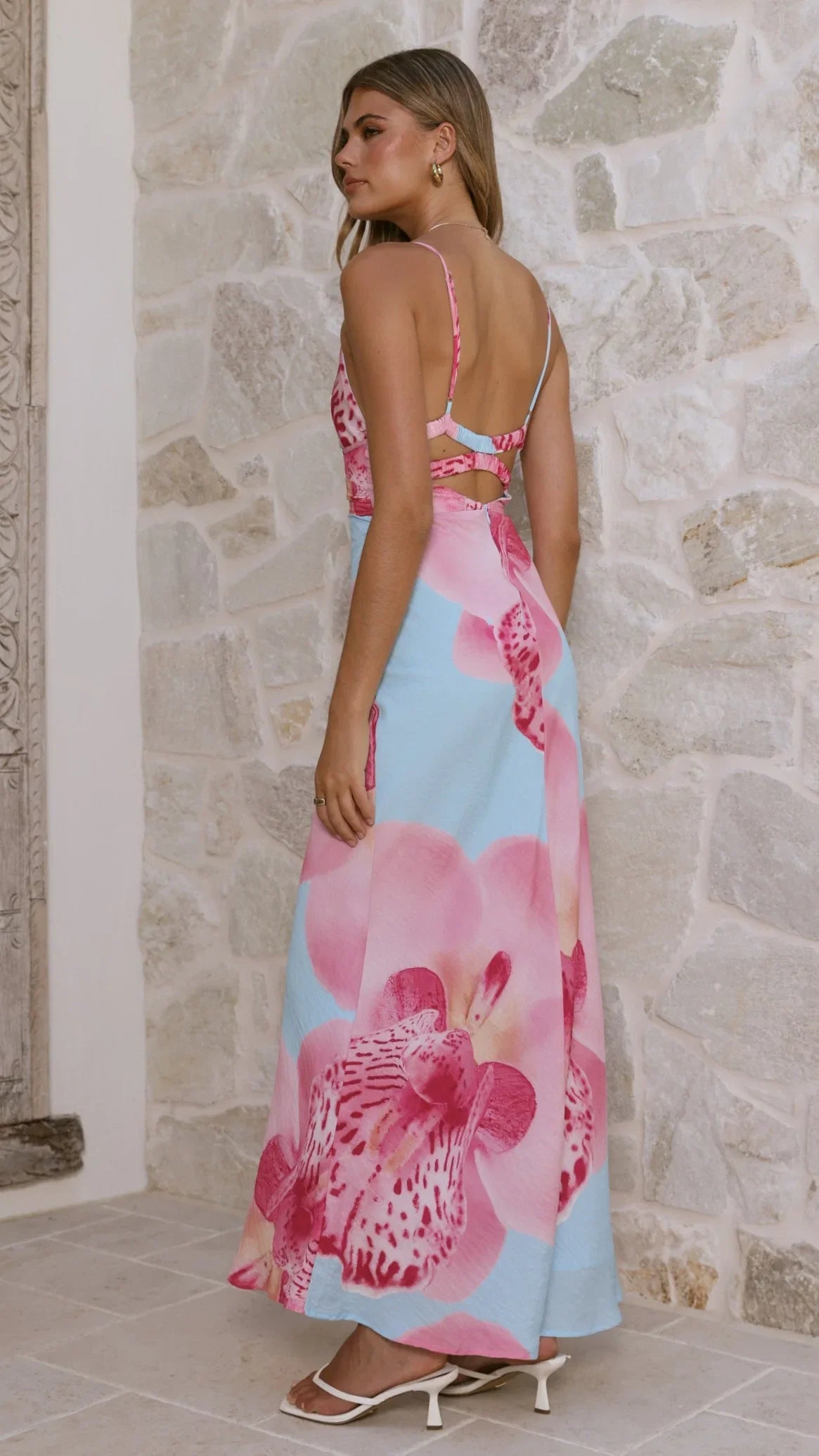Scarlet Maxi Dress Blue Pink Floral