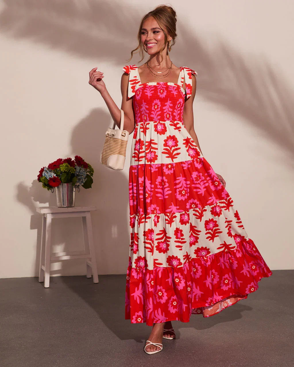 Summer Dreaming Floral Color Block Maxi Dress