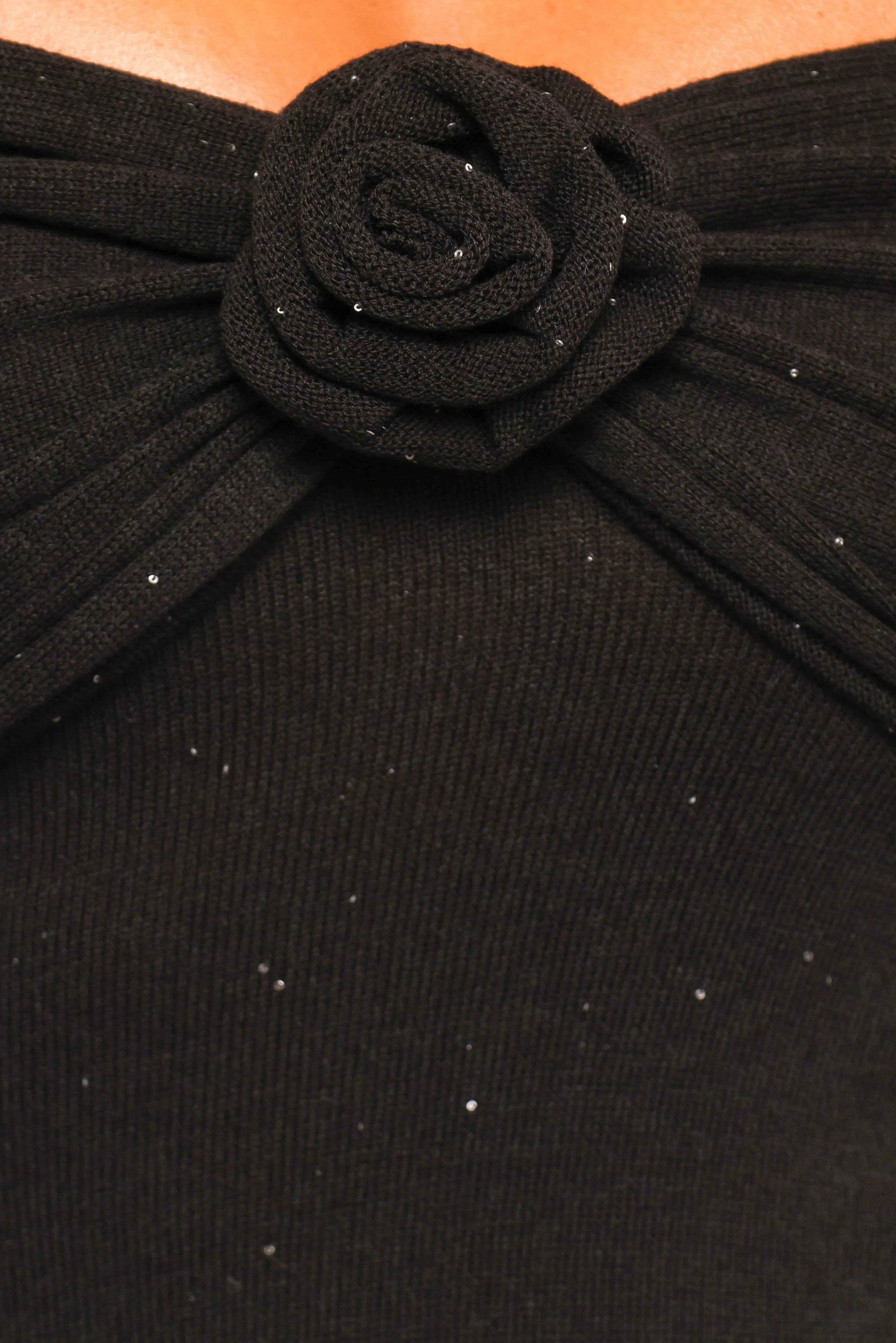 Pennie Maxi Dress Black Sequin Knit