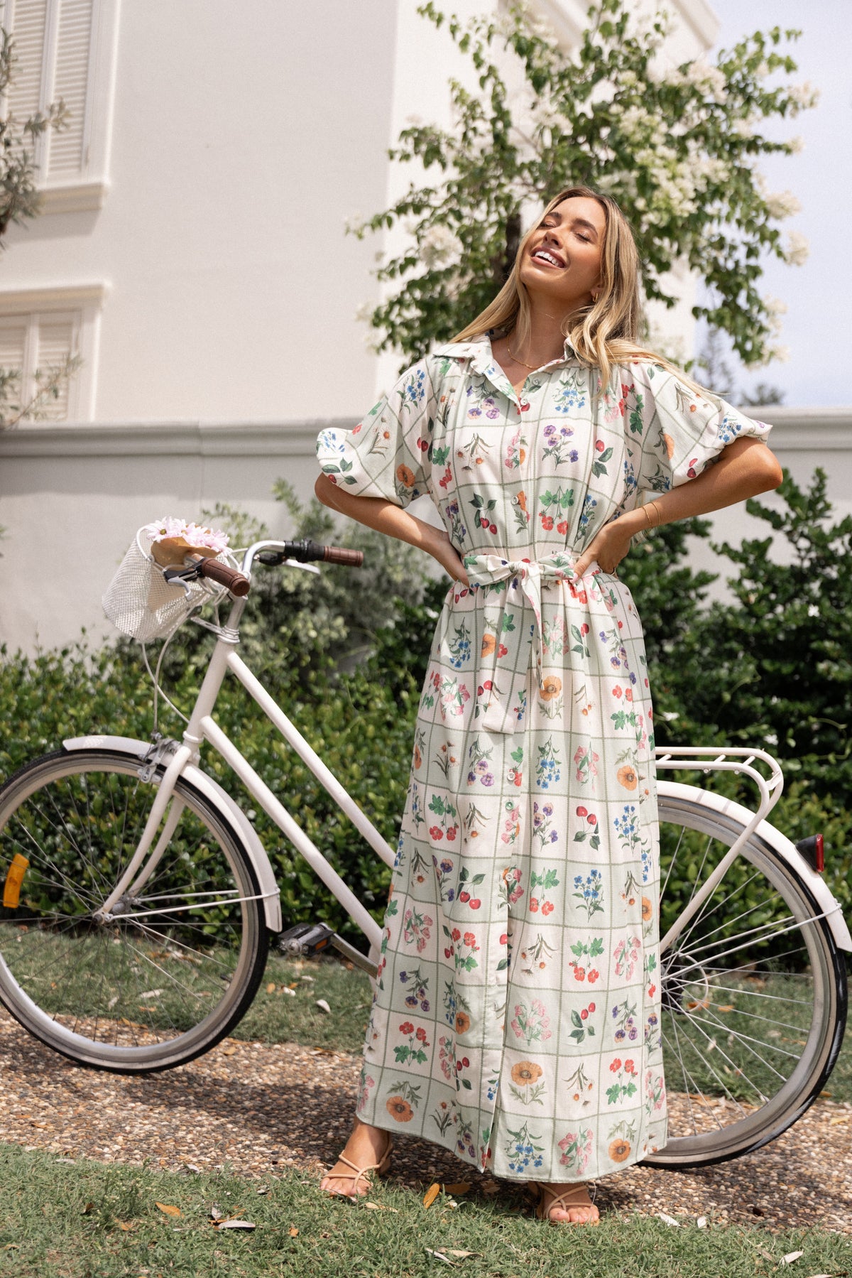 James Button Through Maxi Dress Flower Market