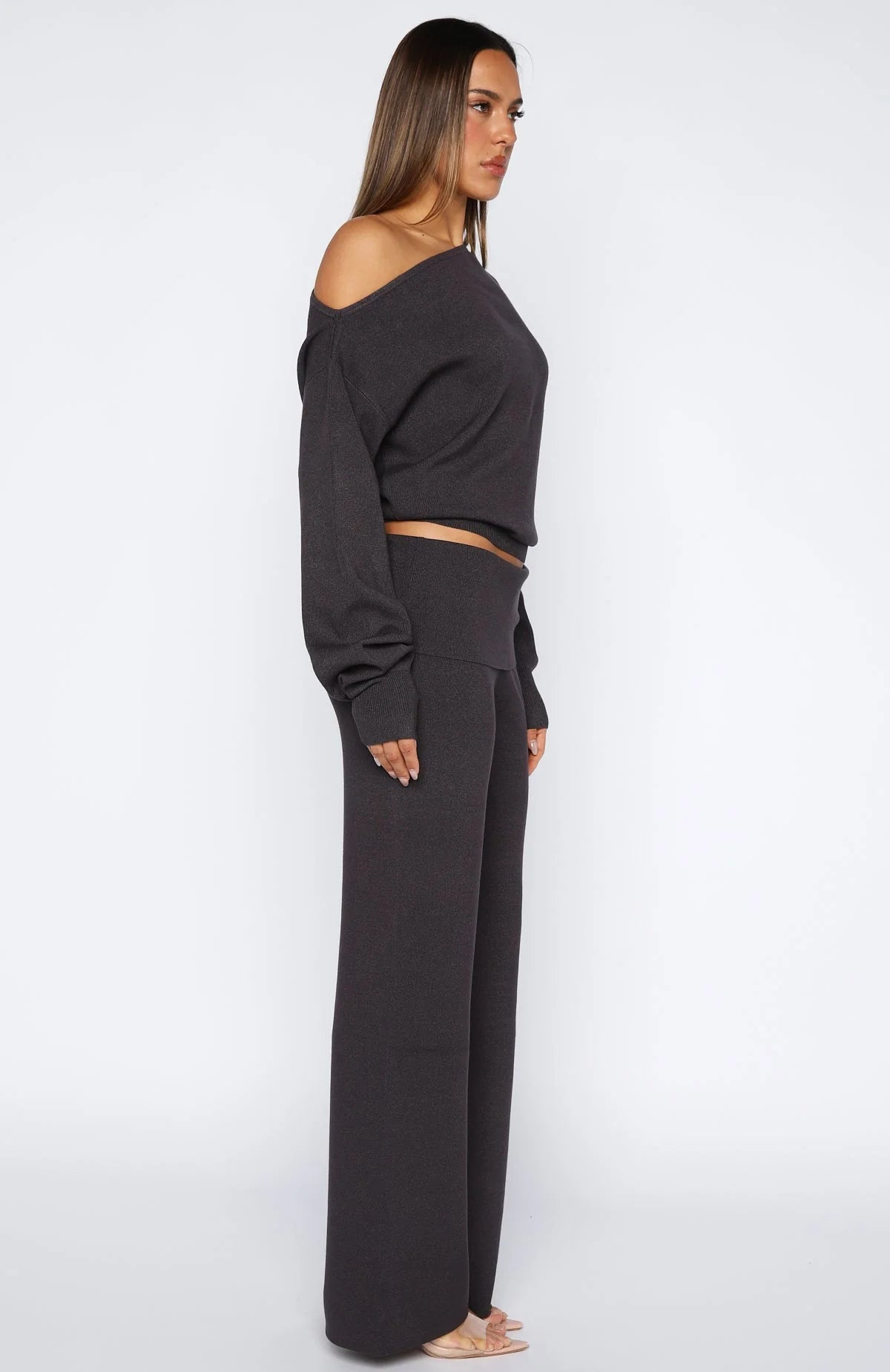 Cant Find The Words Knit Pants Charcoal